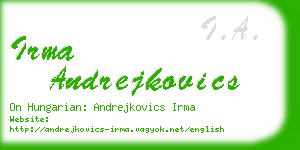 irma andrejkovics business card